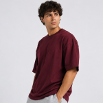 Burgundy Basic Oversized Heavy T-Shirt 1