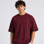 Burgundy Basic Oversized Heavy T-Shirt 1