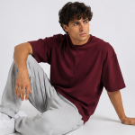 Burgundy Basic Oversized Heavy T-Shirt 1