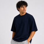 Navy Blue Basic Oversized Heavy T-Shirt 1