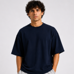 Navy Blue Basic Oversized Heavy T-Shirt 1