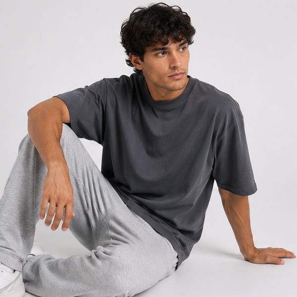 Slate Gray Basic Oversized Heavy T-Shirt 1