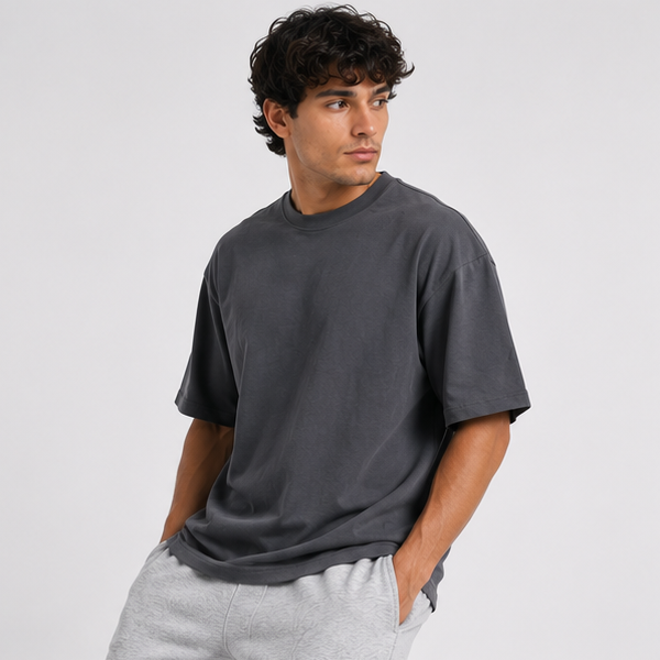 Slate Gray Basic Oversized Heavy T-Shirt 3