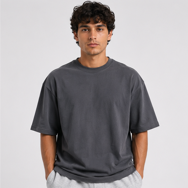 Slate Gray Basic Oversized Heavy T-Shirt 4