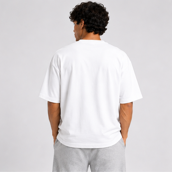 White Basic Oversized Heavy T-Shirt 3