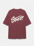 Pull&Bear Shirt ‘STWD’ in Burgundy