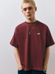 Pull&Bear Shirt ‘STWD’ in Burgundy