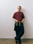 Pull&Bear Shirt ‘STWD’ in Burgundy